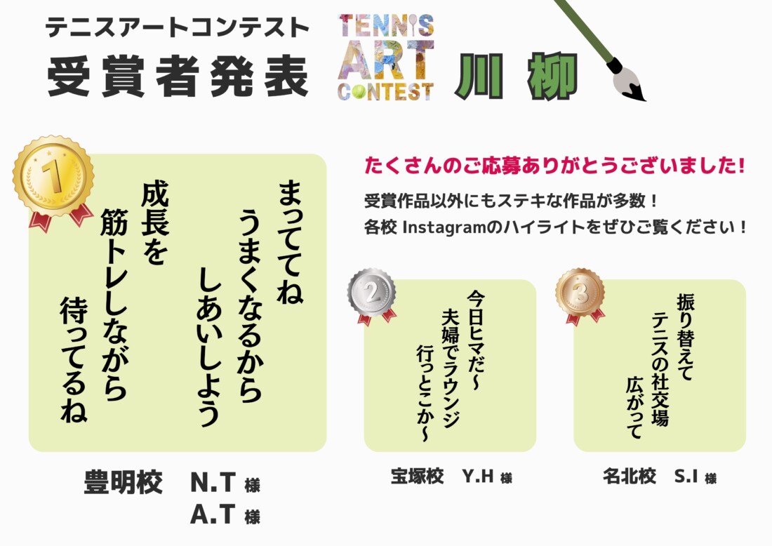 テニスアートコンテスト受賞者発表